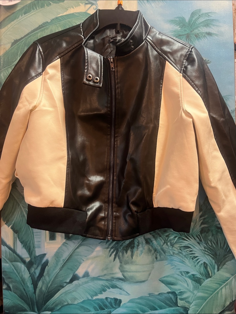 Dazy Black Faux Leather Bomber Jacket size M - Picture 2 of 7